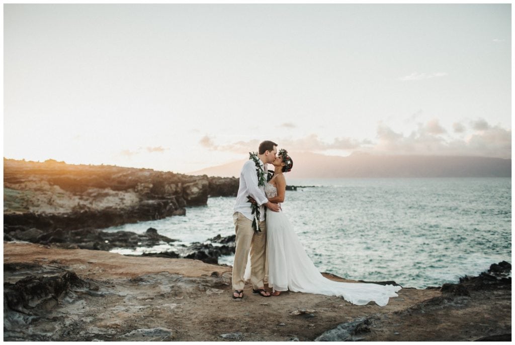Maui Elopement Photographer Amy Jayne Photography couple getting married on the beach in Kapalua
