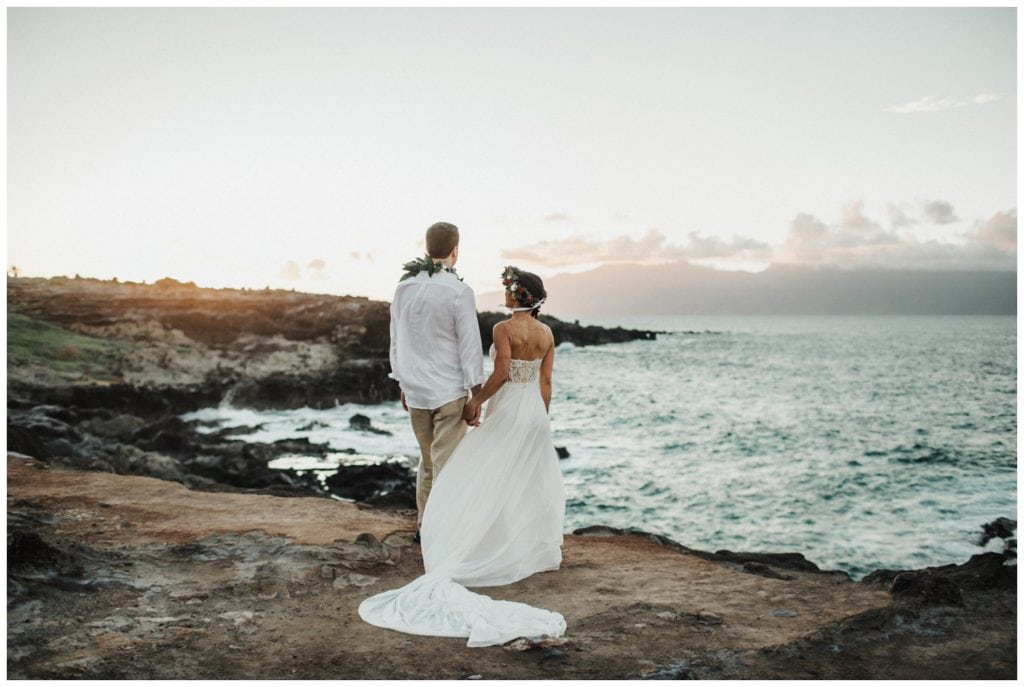 Maui Elopement Photographer Amy Jayne Photography couple getting married on the beach in Kapalua