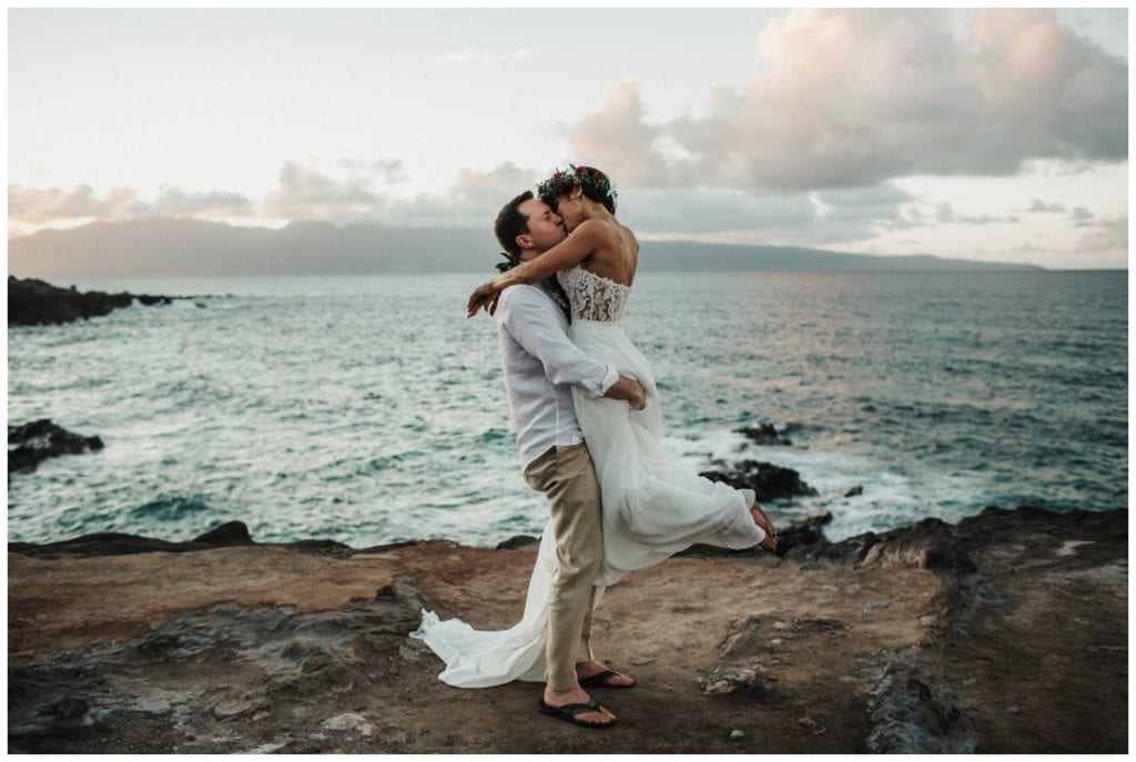 Maui Elopement Photographer Amy Jayne Photography couple getting married on the beach in Kapalua