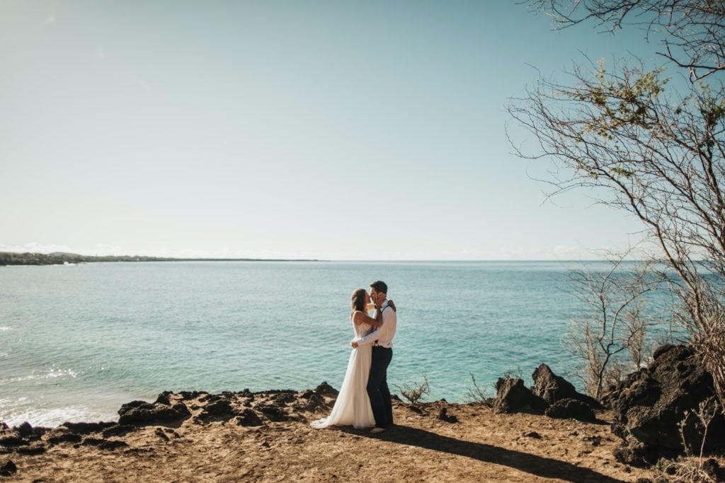 Makena Cove Elopement in Maui wedding couple kissing