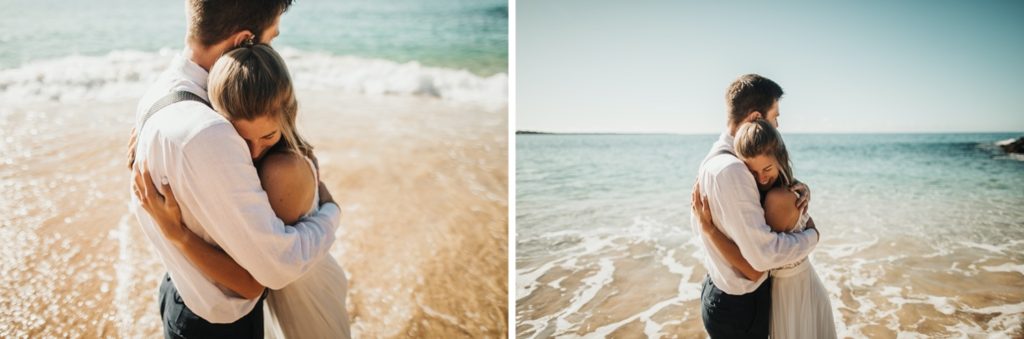 Makena Cove Elopement in Maui wedding couple kissing