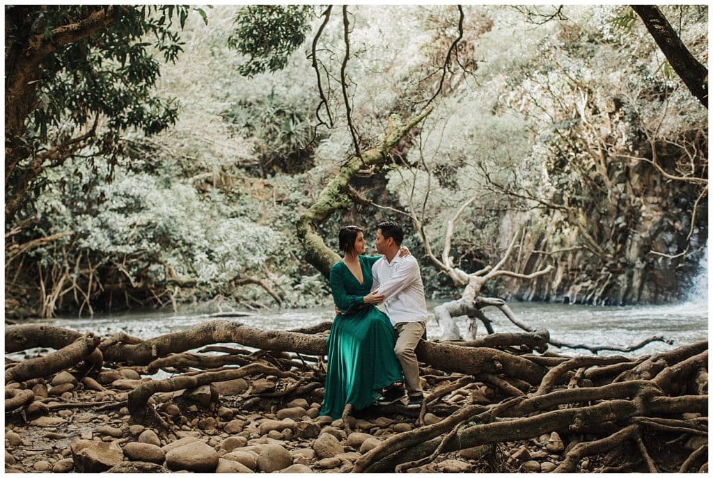 Maui Waterfall engagement Photos