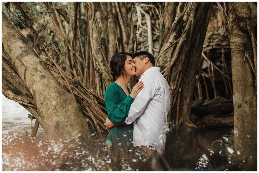 Maui Waterfall engagement Photos