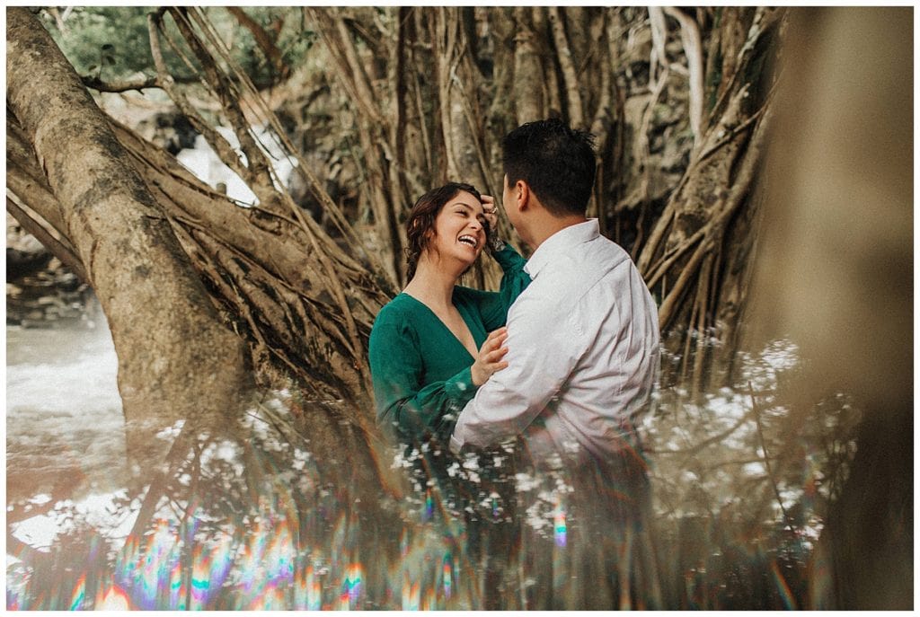 Maui Waterfall engagement Photos