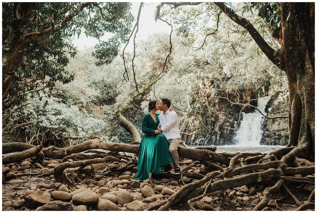 Maui Waterfall engagement Photos