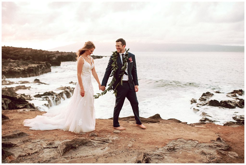 Jungle and Cliffside elopement in Maui Amy Jayne Photography couple getting married