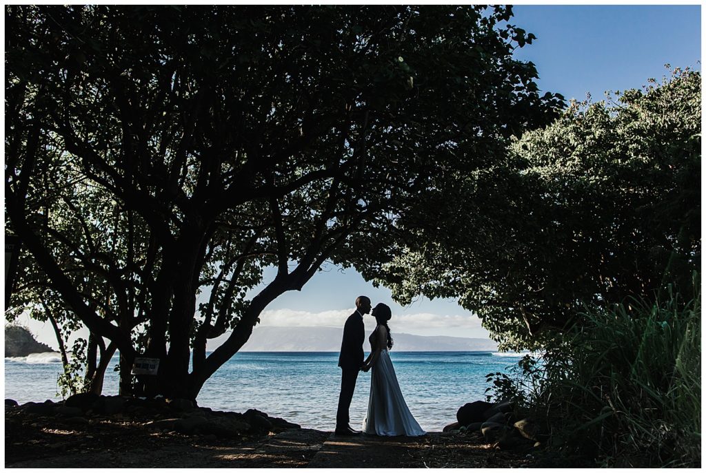 Maui Jungle Wedding Elopement in Kapalua at a jungle and at Ironwoods beach.