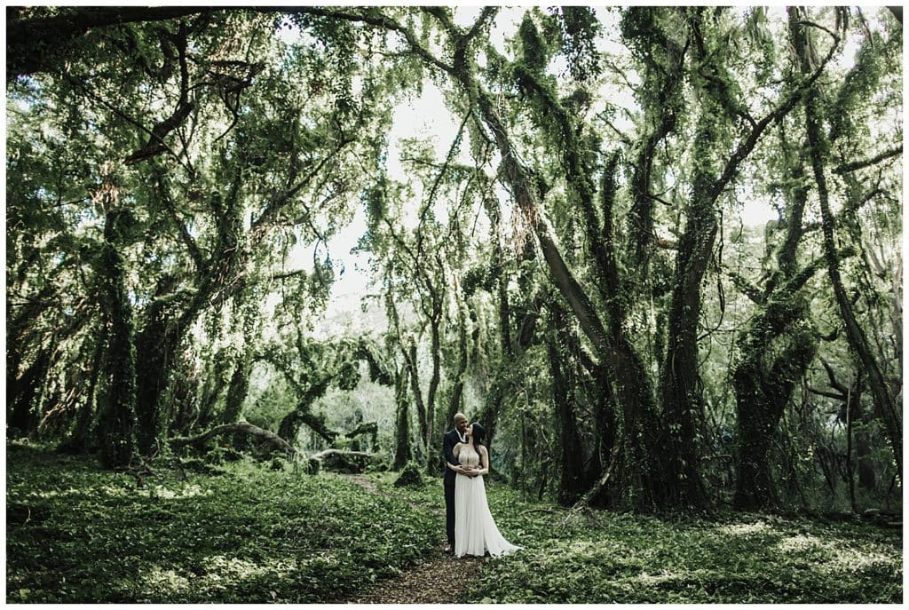 Maui Jungle Wedding Elopement in Kapalua at a jungle and at Ironwoods beach.