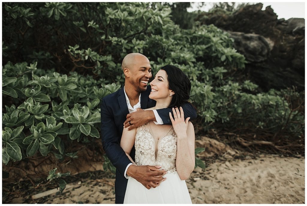 Maui Jungle Wedding Elopement in Kapalua at a jungle and at Ironwoods beach.