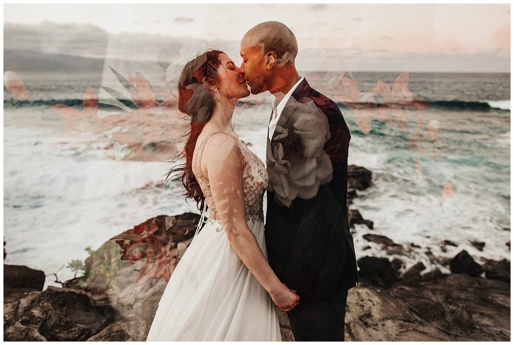 Maui Jungle Wedding Elopement in Kapalua at a jungle and at Ironwoods beach.