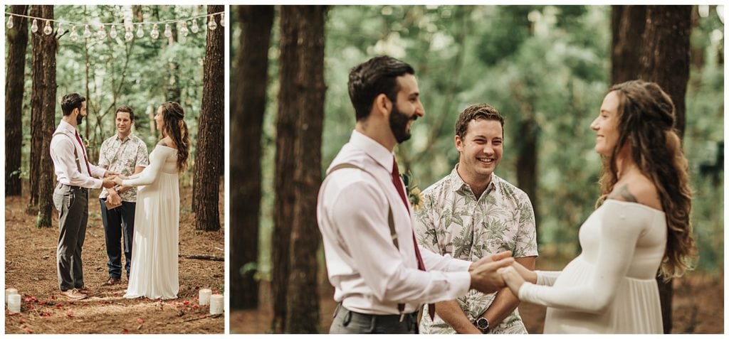 Boho wedding in Hawaii maui, couple kissing and walking and getting married