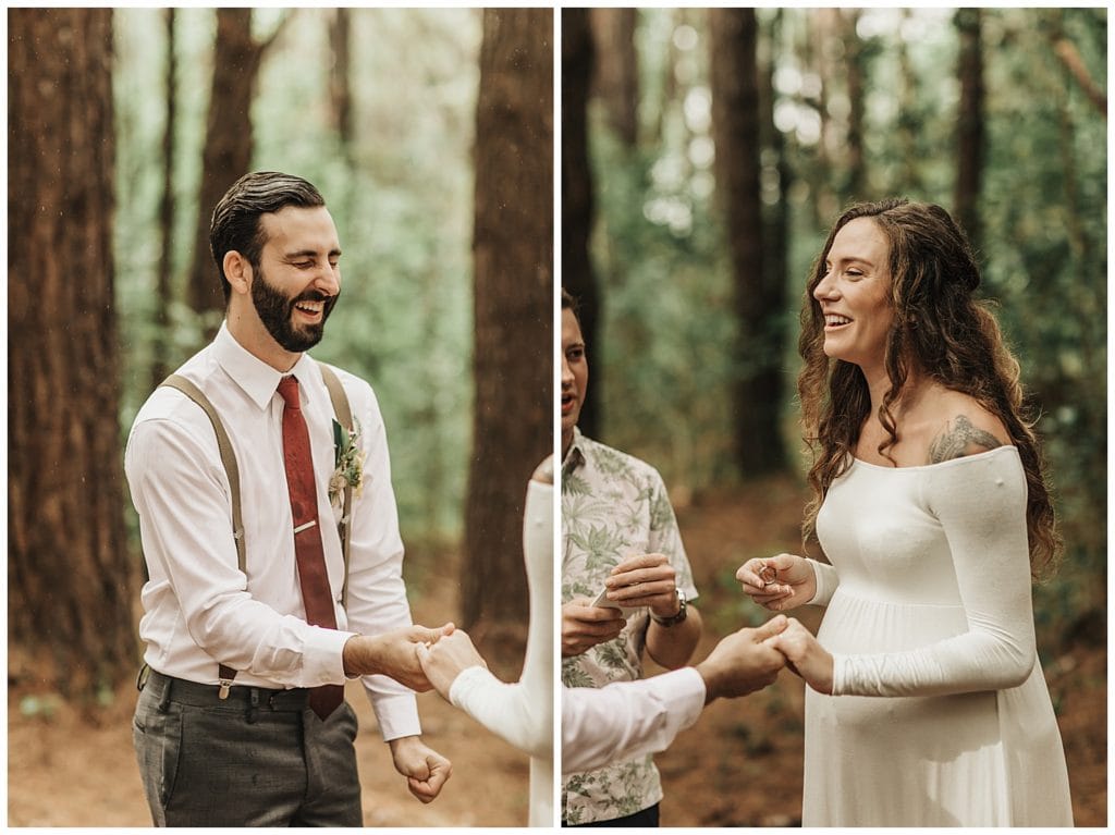 Boho wedding in Hawaii maui, couple kissing and walking and getting married