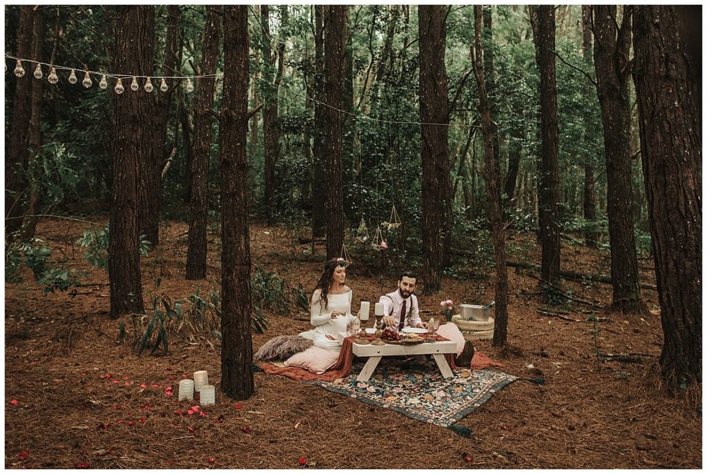Boho wedding in Hawaii maui, couple kissing and walking and getting married