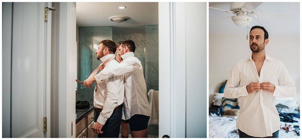 Kula Maui Wedding Photographer Amy Jayne pictures of the couple getting ready at a private venue