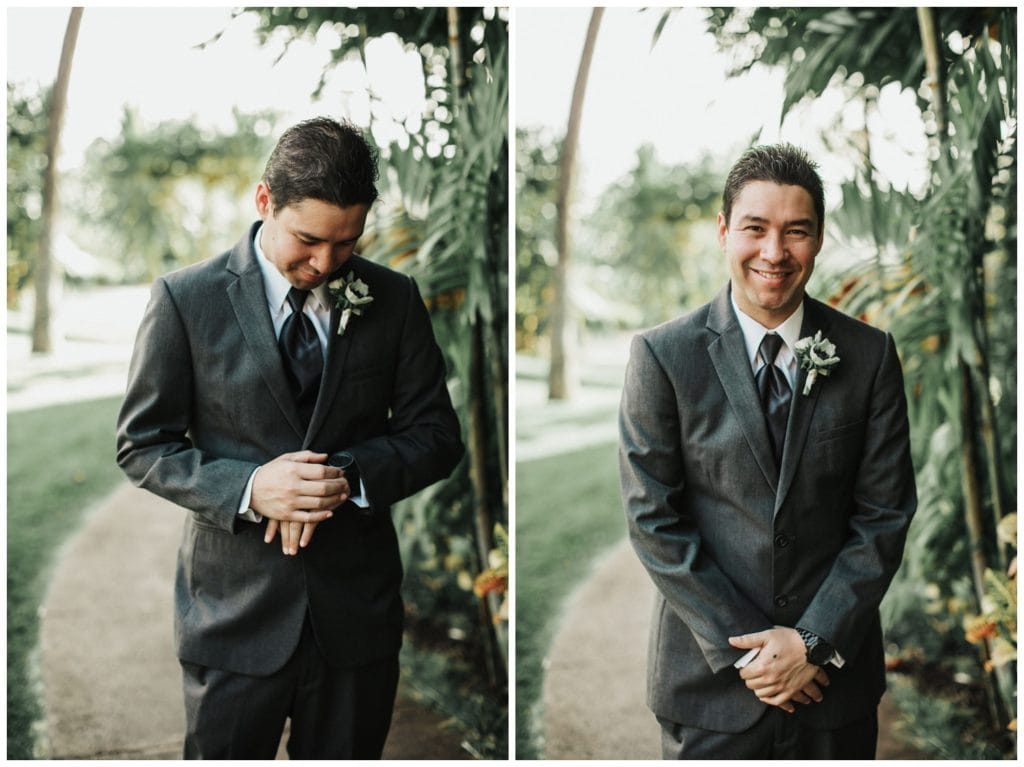 Hotel Wailea wedding first look bride and groom