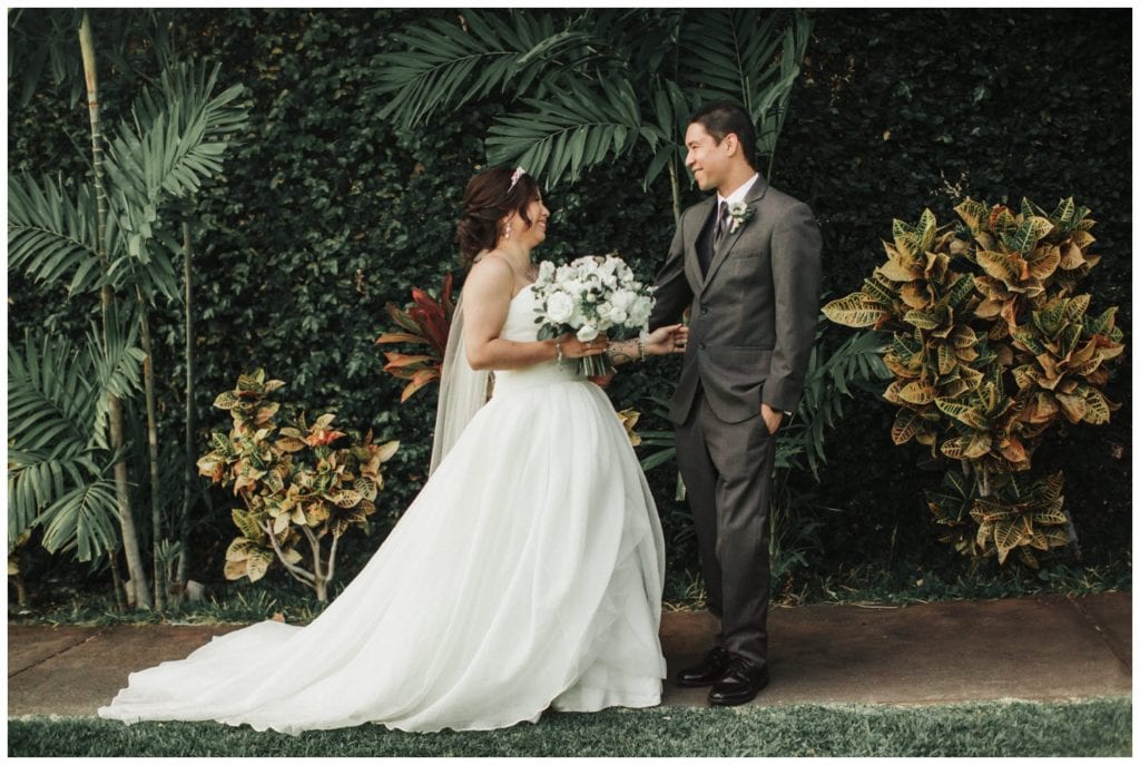 Hotel Wailea wedding first look bride and groom