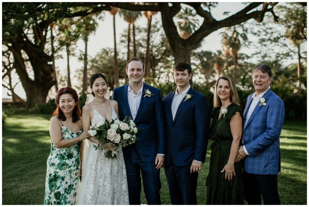 Olowalu Wedding Elopement Photographer picture of bride and grooms family members after wedding ceremony