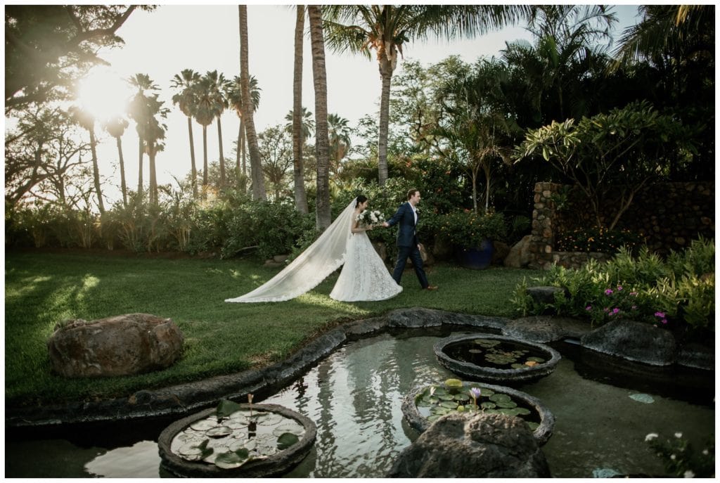 Olowalu Wedding Elopement Photographer picture of bride and groom in celebration on their wedding day