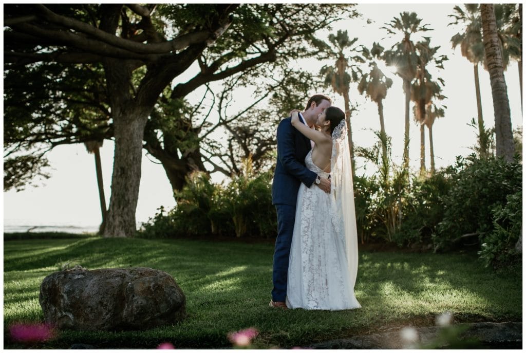 Olowalu Wedding Elopement Photographer picture of bride and groom in celebration on their wedding day