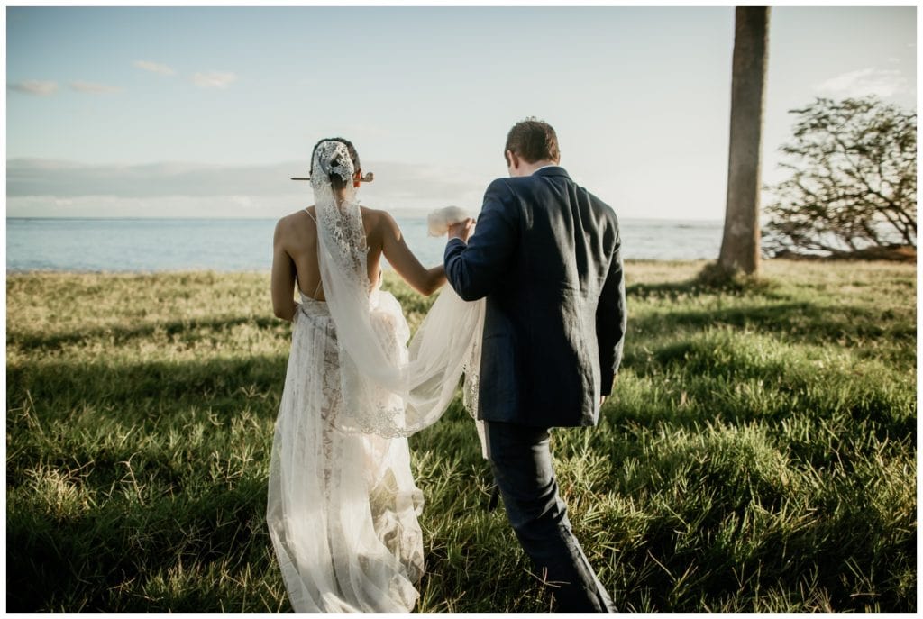 Olowalu Wedding Elopement Photographer picture of bride and groom on their wedding day