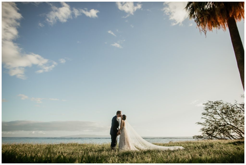 Olowalu Wedding Elopement Photographer picture of bride and groom on their wedding day