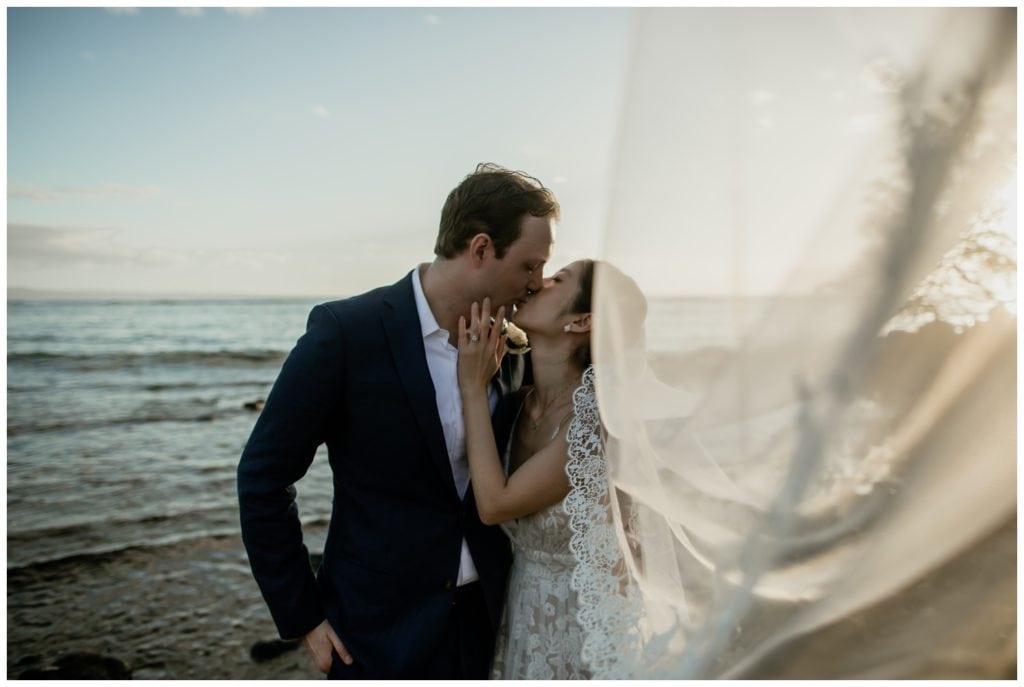Olowalu Wedding Elopement Photographer picture of bride and groom on their wedding day