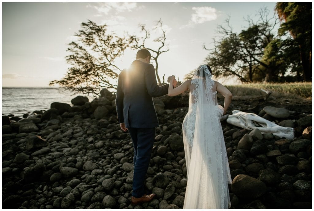 Olowalu Wedding Elopement Photographer picture of bride and groom on their wedding day