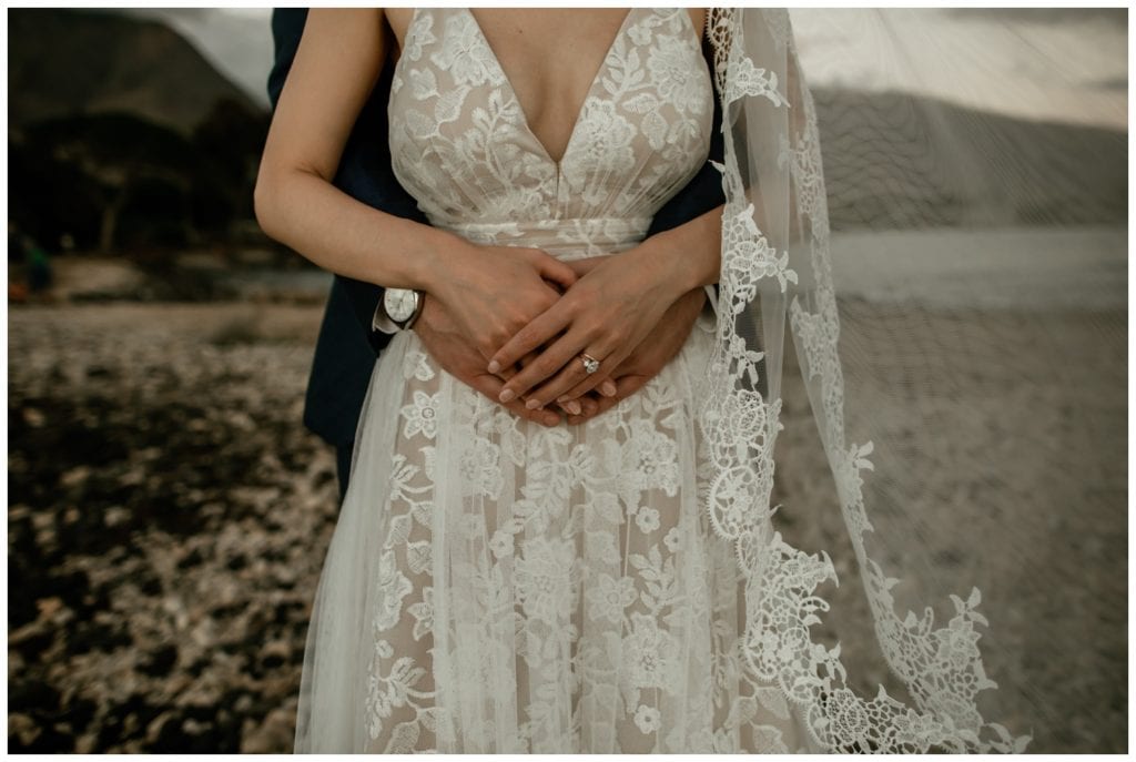 Olowalu Wedding Elopement Photographer picture of bride and groom on their wedding day holding hands