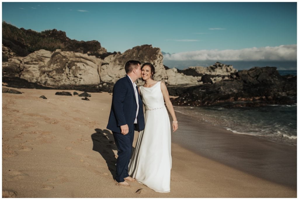 Maui Beach wedding photographer Amy Jayne Photography bride and groom getting married on the beach