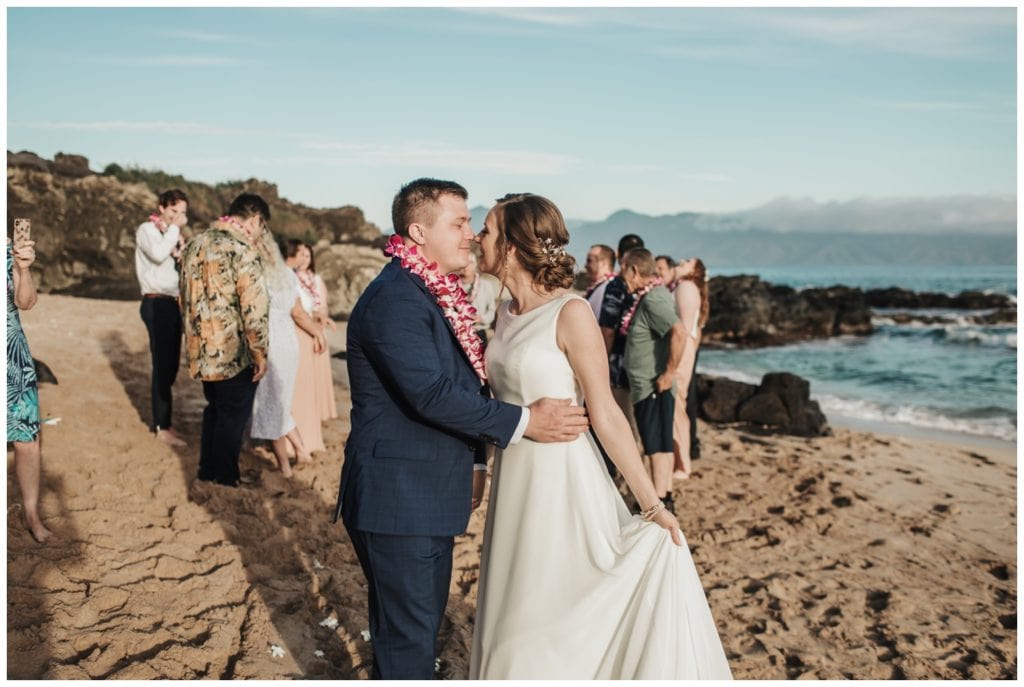 Maui Beach wedding photographer Amy Jayne Photography bride and groom getting married on the beach