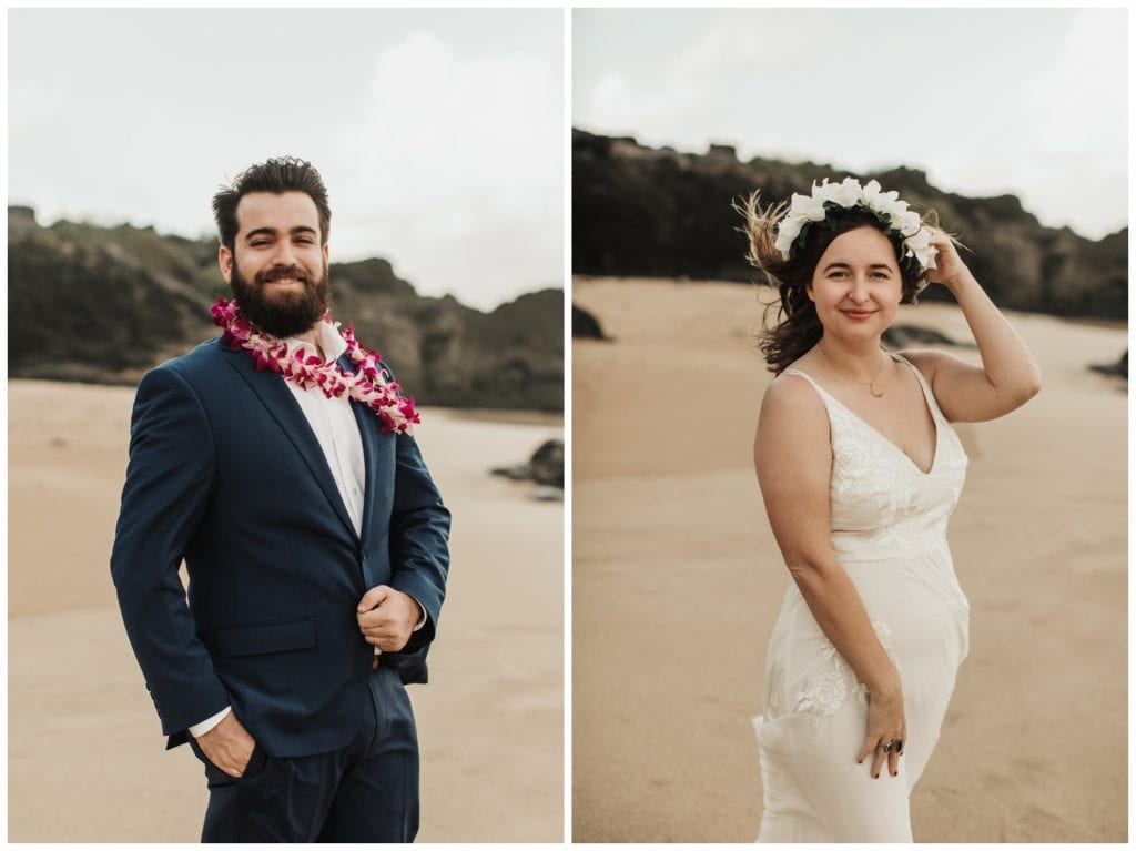 Hawaii Elopement on the beach Photographer Amy Jayne captured couple getting married on the beach