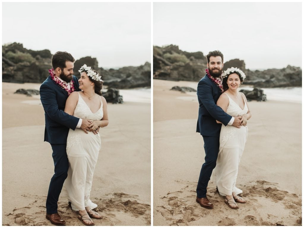 Hawaii Elopement on the beach Photographer Amy Jayne captured couple getting married on the beach
