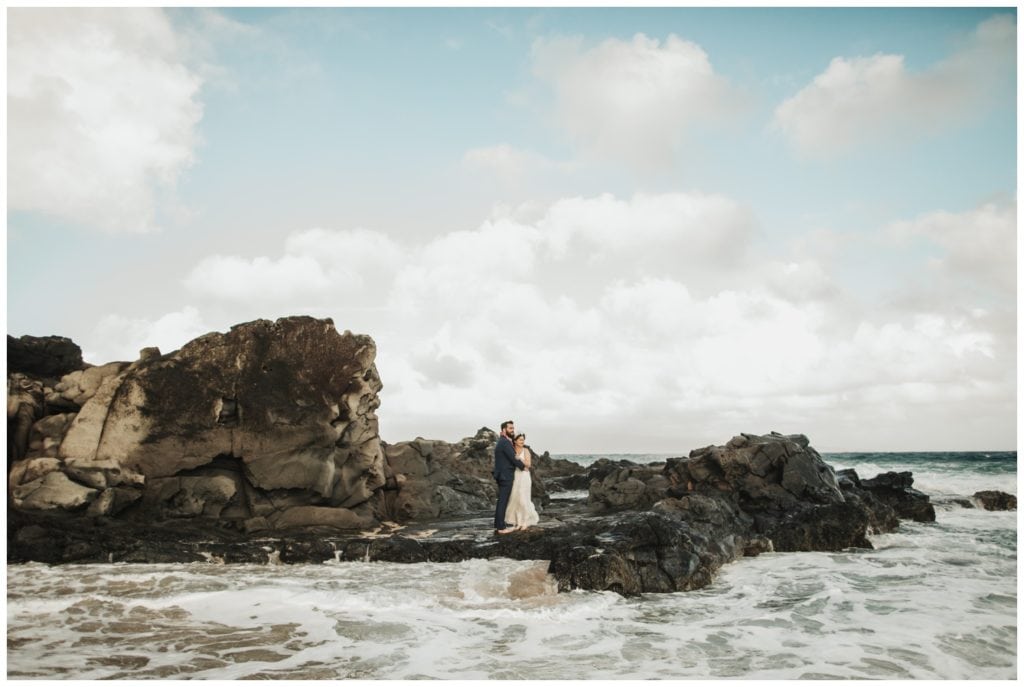 Hawaii Elopement on the beach Photographer Amy Jayne captured couple getting married on the beach