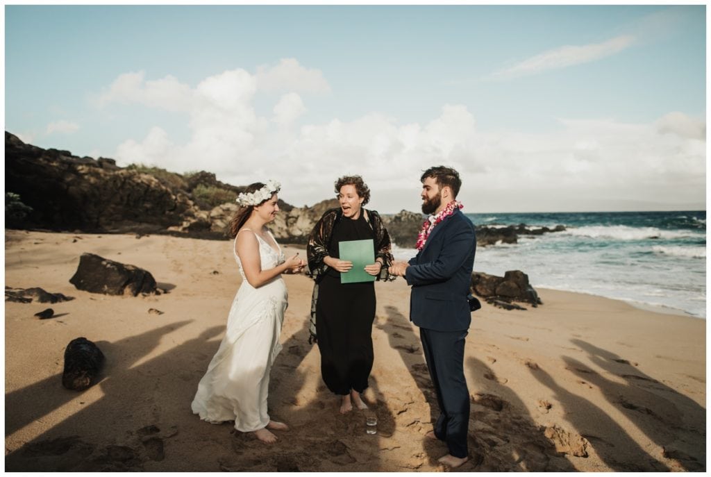 Hawaii Elopement on the beach Photographer Amy Jayne captured couple getting married on the beach