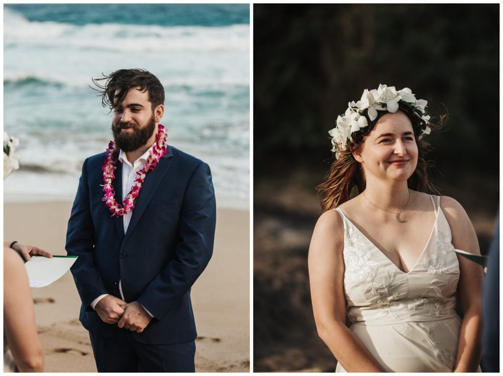 Hawaii Elopement on the beach Photographer Amy Jayne captured couple getting married on the beach
