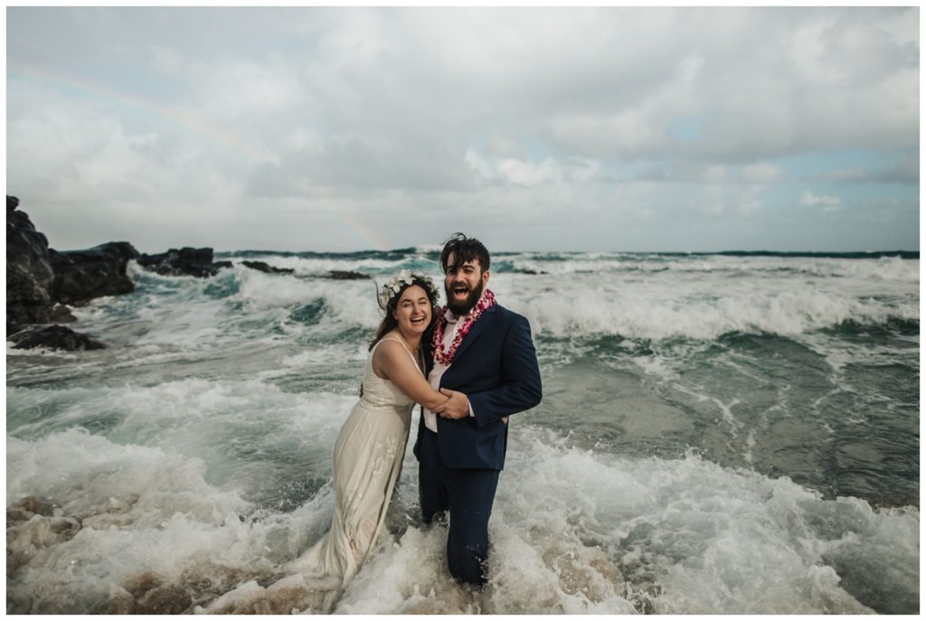 Hawaii Elopement on the beach Photographer Amy Jayne captured couple getting married on the beach