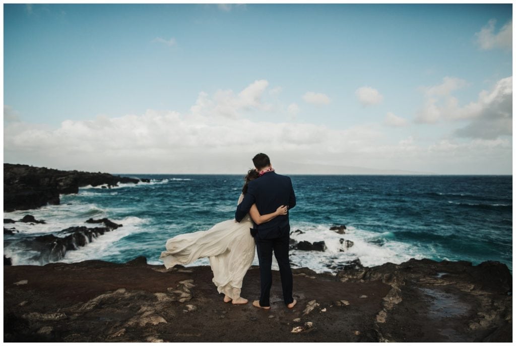 Hawaii Elopement on the beach Photographer Amy Jayne captured couple getting married on the beach
