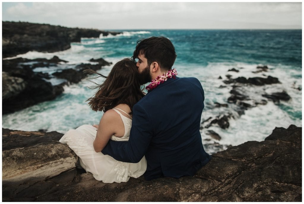 Hawaii Elopement on the beach Photographer Amy Jayne captured couple getting married on the beach