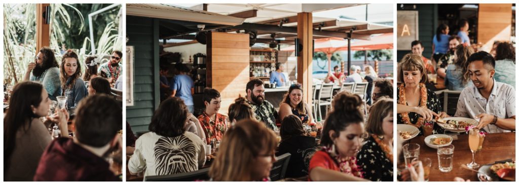 Hawaii Elopement on the beach Photographer Amy Jayne captured couple getting married and reception at a restaurant in Lahaina