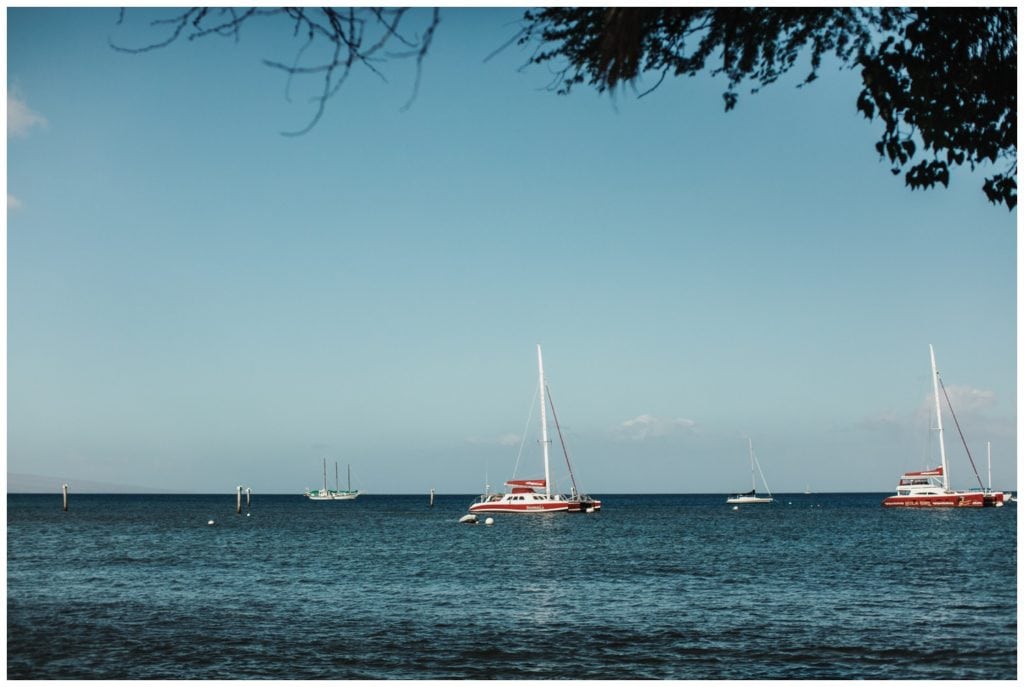 Hawaii Elopement on the beach Photographer Amy Jayne captured couple getting married and reception at a restaurant in Lahaina