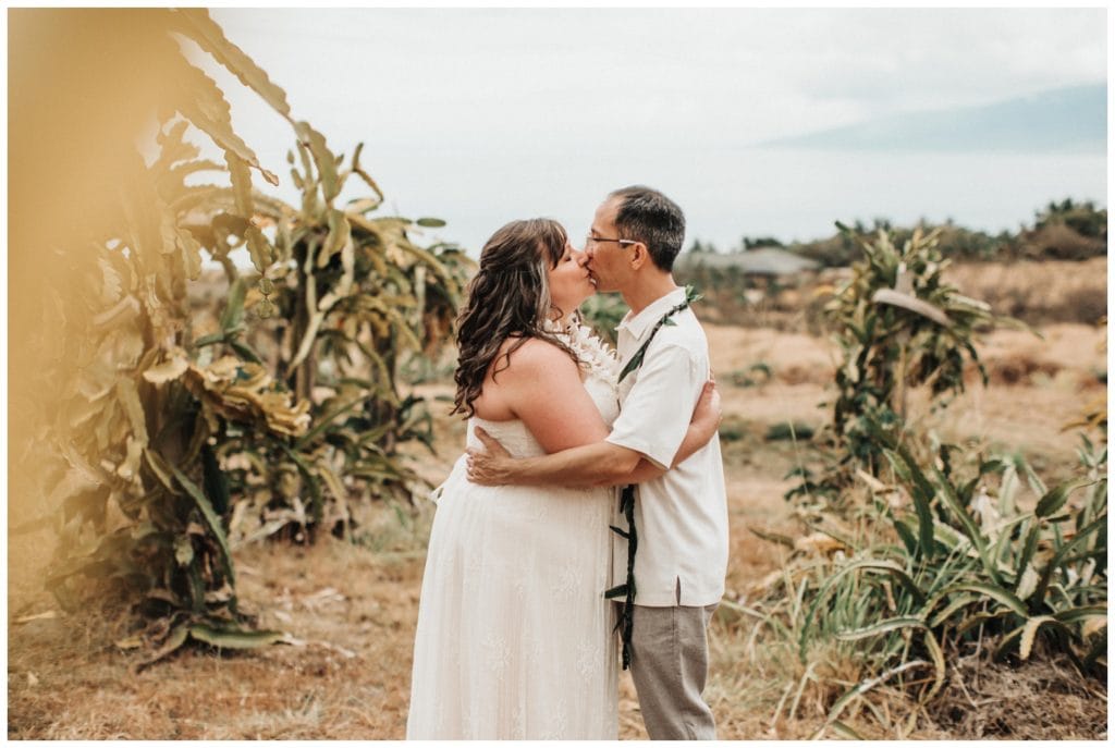 Maui Lahaina Dragon Fruit Farm Wedding couple getting married wedding day in Maui