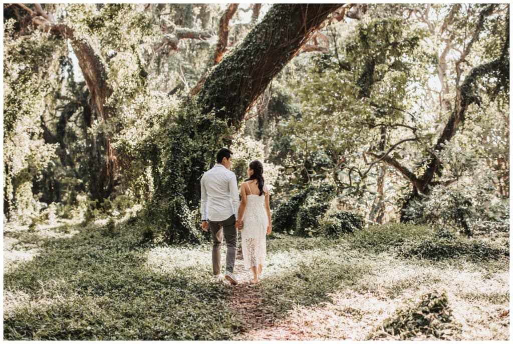 Maui Engagement photos in a jungle couples photo session in Lahaina Kaanapali