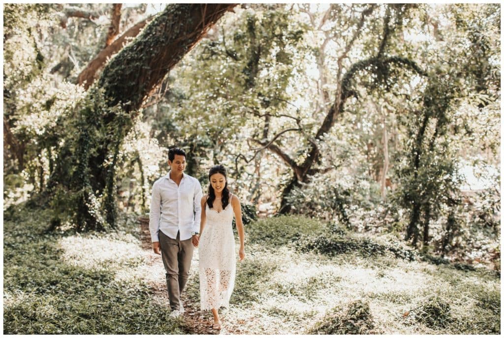Maui Engagement photos in a jungle couples photo session in Lahaina Kaanapali