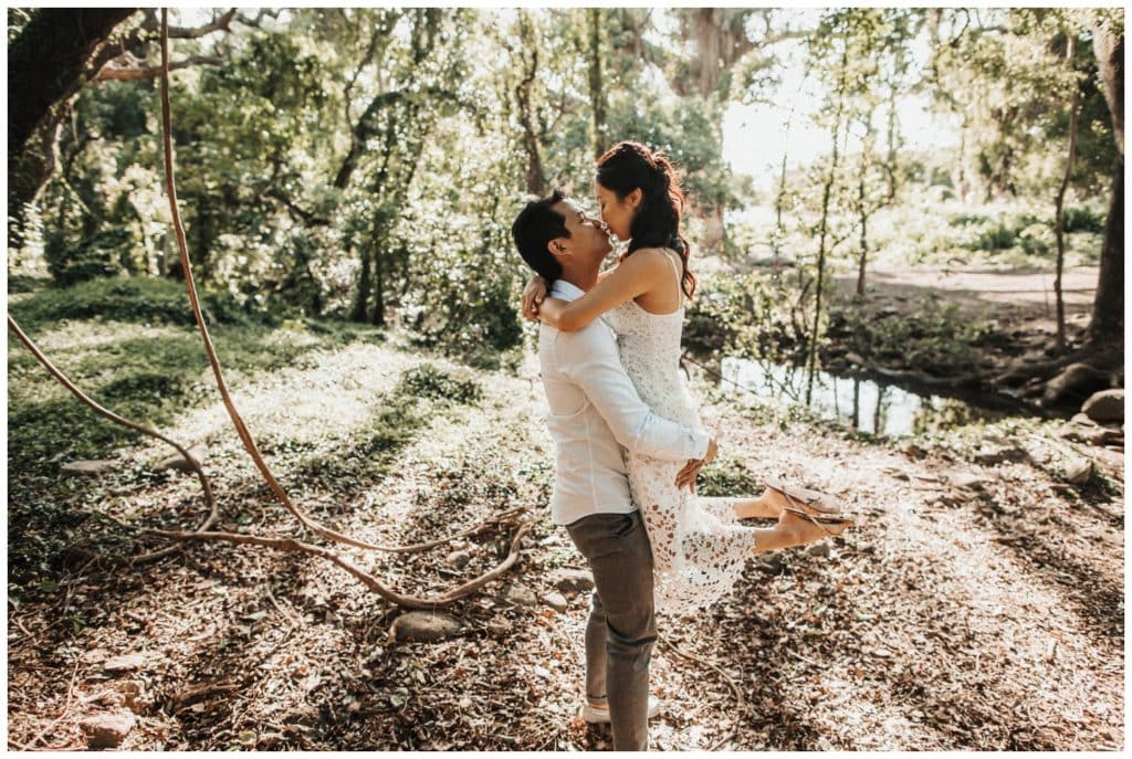 Maui Engagement photos in a jungle couples photo session in Lahaina Kaanapali