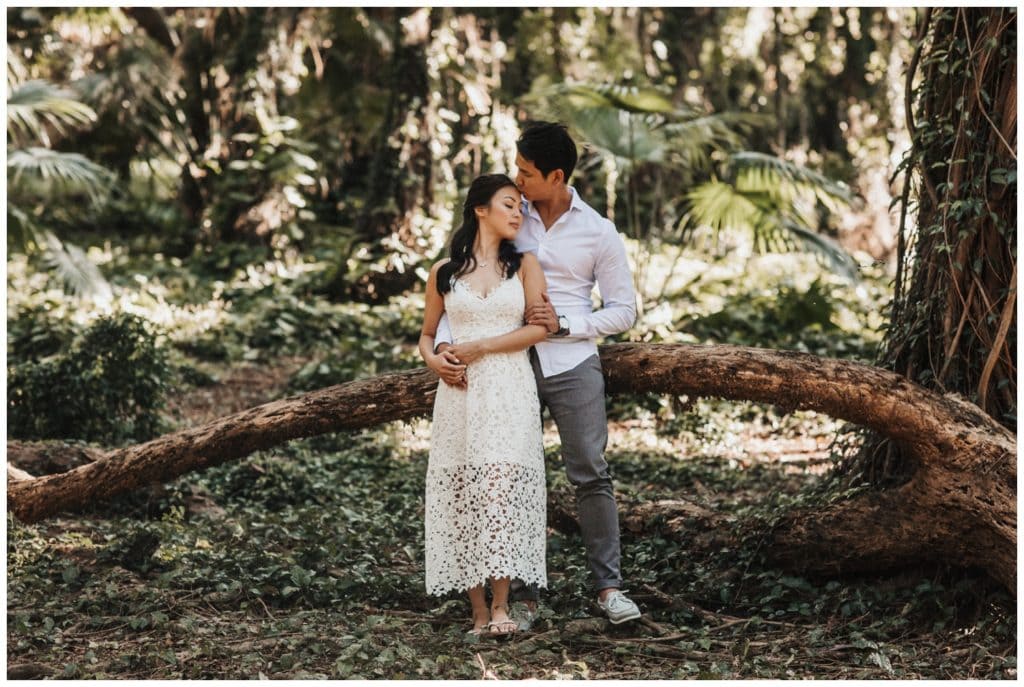 Maui Engagement photos in a jungle couples photo session in Lahaina Kaanapali