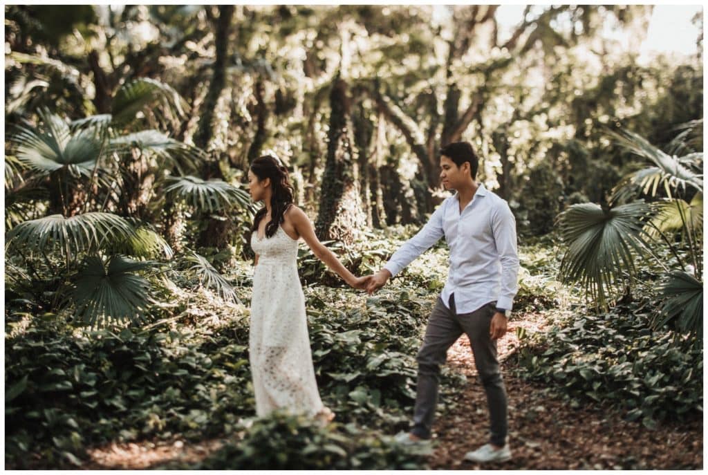 Maui Engagement photos in a jungle couples photo session in Lahaina Kaanapali