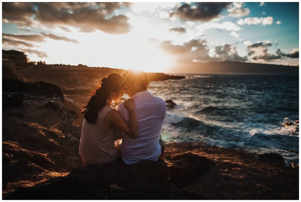 Maui Engagement photos in a jungle couples photo session in Lahaina Kaanapali