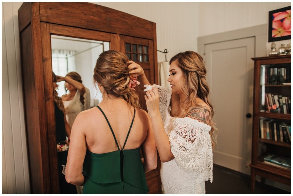 Tropical Boho Wedding in maui at Olowalu Plantation House Bride and Groom