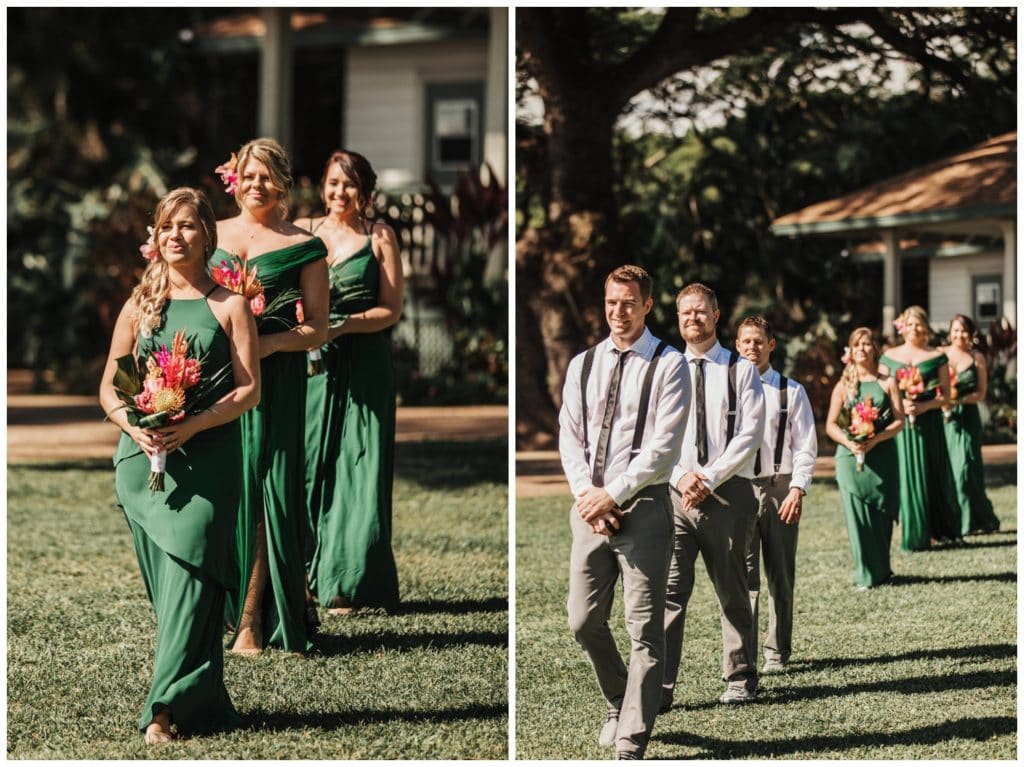 Tropical Boho Wedding in maui at Olowalu Plantation House Bride and Groom