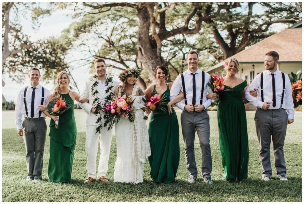Tropical Boho Wedding in maui at Olowalu Plantation House Bride and Groom